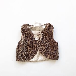 H&M leopard print faux fur vest VGUC 6-9 months